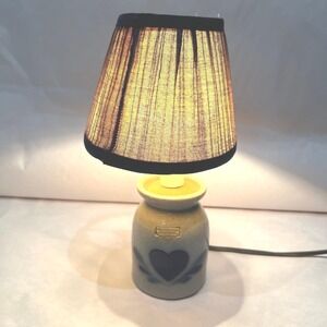 Salmon Falls Mini Lamp Blue Heart Shade 1998 Signed Robin McEwen Dover NH